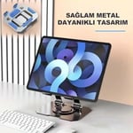 ROBEVE Tablet Standı 360 Derece Dönebilen Tablet Stand Katlanabilir Metal Tablet Tutucu Standı Tablet ve Telefon Tutucu Stant Tablet Tutucu Metal (N03 - Gri)