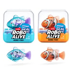 ROBO ALIVE Robo Fish Serisi 3 robot balık, 2'li paket, turuncu ve deniz mavisi, birden fazla yönde yüzer, pille çalışır, oyuncak balık, havuz oyuncağı (2'li paket, - Seçenekler: Seri 2, Seri 3, Modern