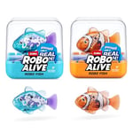 ROBO ALIVE Robo Fish Serisi 3 robot balık, 2'li paket, turuncu ve deniz mavisi, birden fazla yönde yüzer, pille çalışır, oyuncak balık, havuz oyuncağı (2'li paket, - Seçenekler: Seri 2, Seri 3, Modern