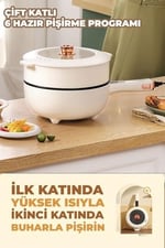 ROBO Çift Katlı Dijital Elektrikli Otomatik Yemek Pişirici Tencere 4.5 Litre 32 Cm