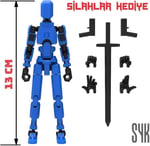 Robot 13 Dummy Mavi Siyah Tüm Eklemleri Hareketli Aksiyon Figürü Oyuncak