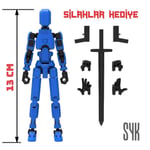 Robot 13 Dummy Mavi Siyah Tüm Eklemleri Hareketli Aksiyon Figürü Oyuncak