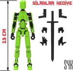 Robot 13 Dummy Yeşil Siyah Tüm Eklemleri Hareketli Aksiyon Figürü Oyuncak