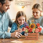 ROBOTIME Kadınlar için 3D Yapboz Çiçek: DIY Ahşap Yapboz Yetişkinler için Çiçek Buketi Yapay Çiçekler Model Kitleri El Sanatları Yapı Seti Ahşap Kutu ile Ev Dekorasyonu TW02H