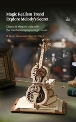 ROBOTIME Yetişkinler için Mekanik 3D Yapbozlar, Ahşap Müzik Kutusu Sihirli Çello Model Kitleri, Onun için Sevgililer Günü Hediyesi AMK63