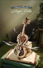 ROBOTIME Yetişkinler için Mekanik 3D Yapbozlar, Ahşap Müzik Kutusu Sihirli Çello Model Kitleri, Onun için Sevgililer Günü Hediyesi AMK63
