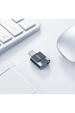 ROCK Type-C - USB-A OTG Çevirici Adaptör, MacBook/iPad Pro/Galaxy Uyumlu, 5Gbps Veri Aktarımı, Alüminyum Alaşım, Gri, CA03 Model