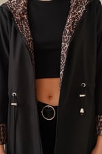 Rodi Kadın Leopar Kol Katlamalı Trenchcoat DS22YB119091