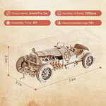 ROKR 3D Ahşap Bulmaca Yetişkinler Çocuklar için Vintage Grand Prix Araba Modeli Kitleri Hediye Genç