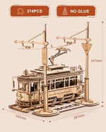 ROKR Yetişkinler için 3D Ahşap Model Kitleri 3D Bulmaca Araba Modeli Kitleri Abd Çocuklar Mekanik Dişli, Klasik Şehir Tramvay LK801