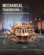 ROKR Yetişkinler için 3D Ahşap Model Kitleri Mekanik Müzik Kutusu Posta Arabası Modeli Yapı Kitleri Ahşap Yapboz Çocuklar ve Yetişkinler için Doğum Günü Hediyeleri, Posta Arabası AMKA1