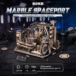 ROKR Yetişkinler için 3D Bulmacalar, Elektrikli Model Kitleri Mermer Spaceport LGC01, 472 adet Mermer Koşusu Beyin Teaser Ahşap Yapboz Yapboz Yapboz Oyuncak Masa Dekoru Erkekler/Kadınlar/Gençler için