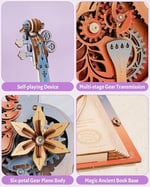 ROKR Yetişkinler için 3D Yapboz Ahşap Model Kitleri, Ahşap modeller Sihirli Çello Müzik Kutusu Mekanik Model 3D Ahşap Yapboz Gençler ve Yetişkinler için Doğum Günü Hediyeleri (Muhteşem Düşler