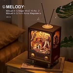 Rolife 3D Ahşap Yapbozlar Müzik Kutusu Gün Batımı Karnaval Sahne Minyatür TV Retro Model Kitleri Yetişkinler için Yapım Gece Işıkları LED Eklenti 174 adet (AMT01)