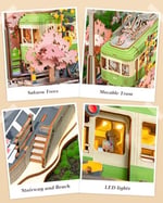 Rolife 3D Yapboz Sakura Seyahat Yetişkinler için Ahşap Yapboz Sakura Densya LED Animasyon Sahnesi Ev Dekorasyonu Kadın/Erkek için Doğum Günü Hediyeleri