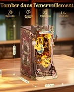 Rolife Book Nook Kit Fall into Wonder DIY (kendin yap) minyatür ev model kitleri, çalışma masası, kitaplık dekorasyonu, aynalı illüzyonlu 3D yapboz, Noel, doğum günü hediyeleri