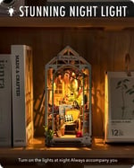 Rolife Kendin Yap Kitap Nook Kiti Bahçe Evi, Kendin Yap Minyatür Kitapçı Kiti 3D Yaratıcı Dekoratif Kitap Desteği Kitaplık Ekleme Yetişkinler için 3D Yapboz, Cadılar Bayramı/Noel Dekorasyonları
