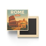 Roma İtalya - Kolezyum - Baskılı Buzdolap Magneti Kare 9x9 cm