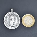 Roma Parası Sikke Örme Zincir Kolye - Gümüş Kaplama - Erkek Kadın Kolye - No:1328