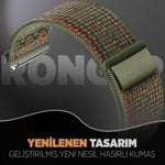 Rongep Huawei ile Uyumlu Fabric Loop 22mm Kordon GT6/GT6 Pro/GT5/GT5 Pro/GT4/GT3/GT3 Pro 46mm için Cırt Cırt Tasarım Yumuşak ve Konforlu GT6 Kordon Rahat  - Seçenekler: Green-Orange, Black, Scuba Blue