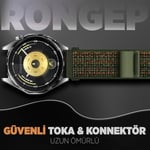 Rongep Huawei ile Uyumlu Fabric Loop 22mm Kordon GT6/GT6 Pro/GT5/GT5 Pro/GT4/GT3/GT3 Pro 46mm için Cırt Cırt Tasarım Yumuşak ve Konforlu GT6 Kordon Rahat  - Seçenekler: Green-Orange, Black, Scuba Blue