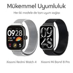 Rongep [Milano Loop] Xiaomi Redmi Watch 6/5/4/Mi Band 10 Pro/9 Pro/8 Pro için Kordon Manyetik Tasarımlı Terletmeyen Mi Band 10 Pro Kordon Nefes Alabilen Metal Hasır Redmi Wa - Seçenekler: Siyah, Gümüş