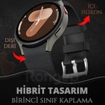 Rongep Samsung ile Uyumlu Deri Görünümlü Hibrit 20mm Silikon Kordon Galaxy Watch 7/6/5/4 Serisi için Galaxy Watch 7 Kordon (40mm/44mm) Watch 6/4 Clas - Seçenekler: Siyah, Kahverengi, Turuncu, Wine Red