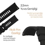 Rongep [Strip Loop] Huawei ile Uyumlu 22mm Kordon GT6/GT6 Pro/GT Runner 2/GT5/5 Pro/GT4/GT3/3 Pro 46mm için Yumuşak Silikonlu GT6 P - Seçenekler: Siyah, Beyaz, Gri, Haki-Siyah, Lacivert, Mavi-Siyah...