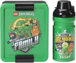 Room Copenhagen Lego Yemek Seti - NINJAGO Tasarım, Eğlenceli ve Fonksiyonel 390 ml Şişe ve Öğle Yemeği Kutusu, Çocuklar ve Yetişkinler için, Bulaşık Makinesinde Yıkanabilir, Yolda Yemekler İçin, Yeşil
