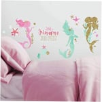 RoomMates RMK3562SCS Mermaid Peel and Stick Duvar Çıkartmaları Glitter ile