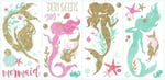 RoomMates RMK3562SCS Mermaid Peel and Stick Duvar Çıkartmaları Glitter ile