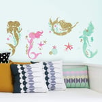 RoomMates RMK3562SCS Mermaid Peel and Stick Duvar Çıkartmaları Glitter ile
