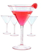 Rose Gold Glitter Plastik Martini Bardakları (4'lü Set), 269 ml, Kırılmaz Tekrar Kullanılabilir, Kokteyl Bardağı - Partiler, Havuz Kenarı, Karavan, Kamp, Tatil, Eğlence için İdeal