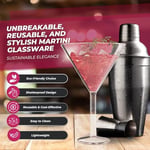 Rose Gold Glitter Plastik Martini Bardakları (4'lü Set), 269 ml, Kırılmaz Tekrar Kullanılabilir, Kokteyl Bardağı - Partiler, Havuz Kenarı, Karavan, Kamp, Tatil, Eğlence için İdeal
