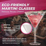 Rose Gold Glitter Plastik Martini Bardakları (4'lü Set), 269 ml, Kırılmaz Tekrar Kullanılabilir, Kokteyl Bardağı - Partiler, Havuz Kenarı, Karavan, Kamp, Tatil, Eğlence için İdeal