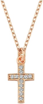 Rose Gümüş Taşlı Mini Haç Kolye