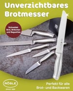 RÖSLE Basic Line Ekmek Bıçağı 13716-20 cm Tırtıklı Kenarlı Yüksek Kaliteli Ekmek Kesme Bıçağı, 18/10 Paslanmaz Çelik, Ergonomik Sap, Ekmek, Rulo ve Baget için Keskin Mutfak Bıçağı
