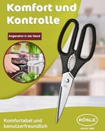 Rösle Mutfak Makası, Mutfak Malzemelerinin Tam Olarak Kesilmesi İçin Mikro Dişli, Yüksek Kaliteli Evrensel Makas, Fındıkkıran, Plastik Sap, Paslanmaz Çelik 18/10, Solaklar İçin Uygundur