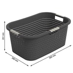 Rotho Country çamaşır sepeti 40 l, plastik (PP) BPA içermez, antrasit, 40 l (58,0 x 38,9 x 25,1 cm)