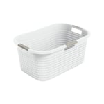 Rotho Country çamaşır sepeti 40 l, plastik (PP) BPA içermez, mistletoe beyaz, 40 l (58,0 x 38,9 x 25,1 cm)