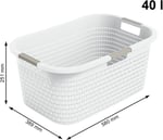 Rotho Country çamaşır sepeti 40 l, plastik (PP) BPA içermez, mistletoe beyaz, 40 l (58,0 x 38,9 x 25,1 cm)