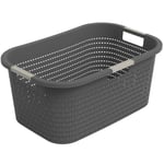 Rotho Country çamaşır sepeti 40 l, plastik (PP) BPA içermez, antrasit, 40 l (58,0 x 38,9 x 25,1 cm)