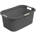 Rotho Country çamaşır sepeti 40 l, plastik (PP) BPA içermez, antrasit, 40 l (58,0 x 38,9 x 25,1 cm)