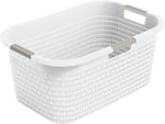 Rotho Country çamaşır sepeti 40 l, plastik (PP) BPA içermez, mistletoe beyaz, 40 l (58,0 x 38,9 x 25,1 cm)