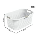 Rotho Country çamaşır sepeti 40 l, plastik (PP) BPA içermez, mistletoe beyaz, 40 l (58,0 x 38,9 x 25,1 cm)