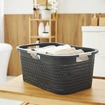 Rotho Country çamaşır sepeti 40 l, plastik (PP) BPA içermez, antrasit, 40 l (58,0 x 38,9 x 25,1 cm)