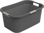 Rotho Country çamaşır sepeti 40 l, plastik (PP) BPA içermez, antrasit, 40 l (58,0 x 38,9 x 25,1 cm)