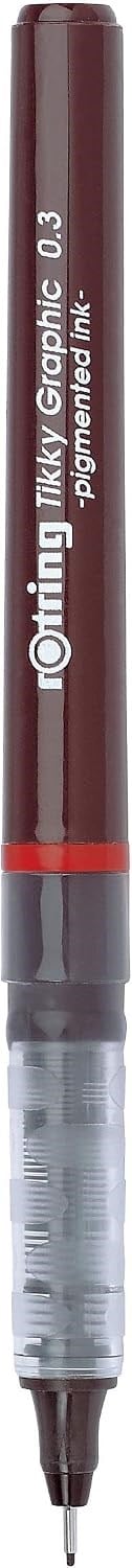 rOtring 1904753 Tikky Grafik Fiber Uçlu Kalem, Siyah Mürekkep, Kahverengi Gövde, 0.3 mm - Bedenler: 0.1 Mm, 0.2 Mm, 0.3 Mm, 0.5 Mm, 0.4 Mm, 0.7 Mm, 0.8 Mm