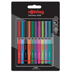 rOtring Fineliner, İnce Keçe Uçlu Kalem 0.4 mm, 10'lu Paket, Karışık Renkler