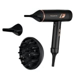 Rowenta CV9920 Ultimate Experience Maestria saç kurutma makinesi, 2000 Watt, 6 ayar, ultra hafif, uzun parlaklık, soğuk hava düğmesi, 5 mm + 9 mm konsantre, hacim difüzörü, siyah/bakır